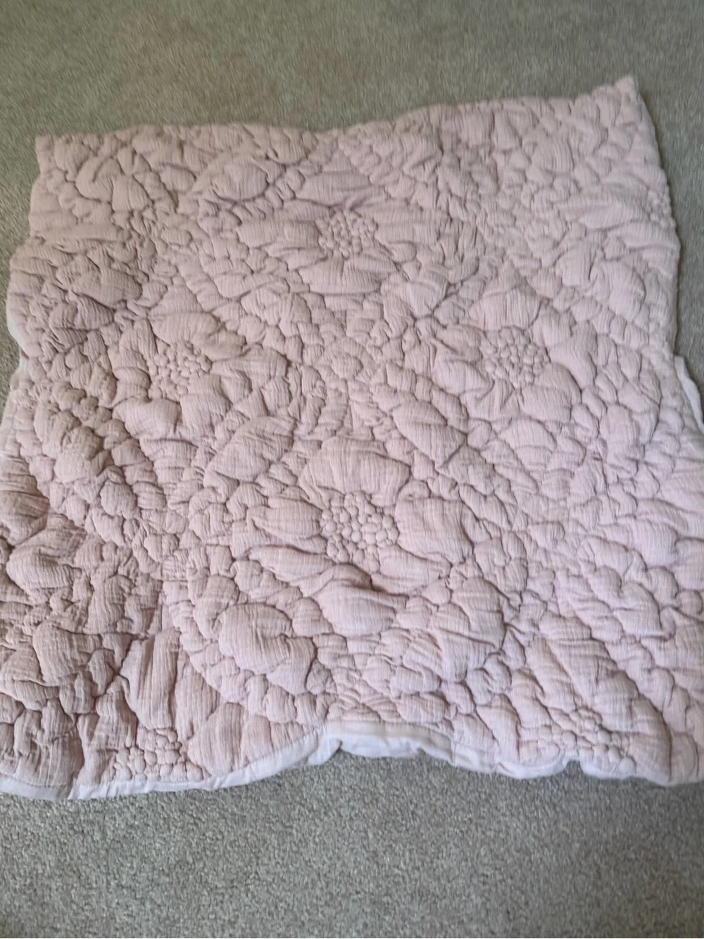 New Anthropologie everly cotton floral euro sham textured misty rose pink cover